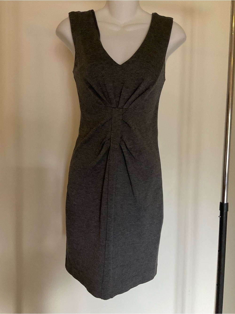 Express Charcoal Gray Sleeveless V-Neck Sheath Dress